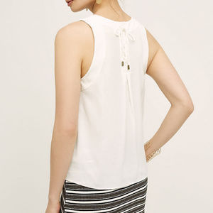 Anthropologie MAEVE White Lace Up Back Crepe Tank